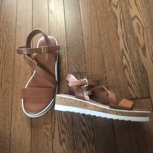 Marc fisher brown leather sandals